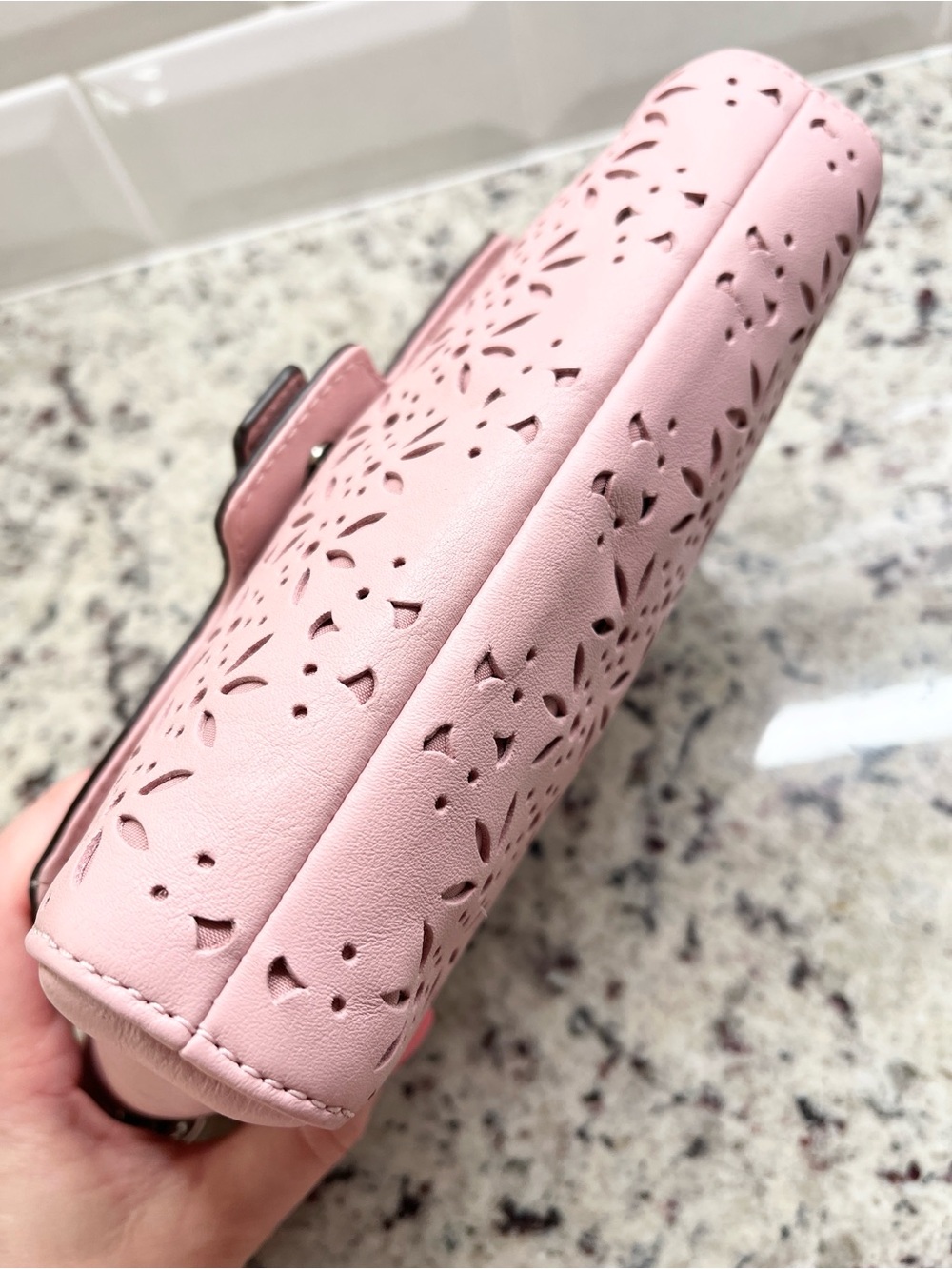 Coach Taylor Pink Leather Eyelet Flap Clutch EUC - Picture 6 of 12